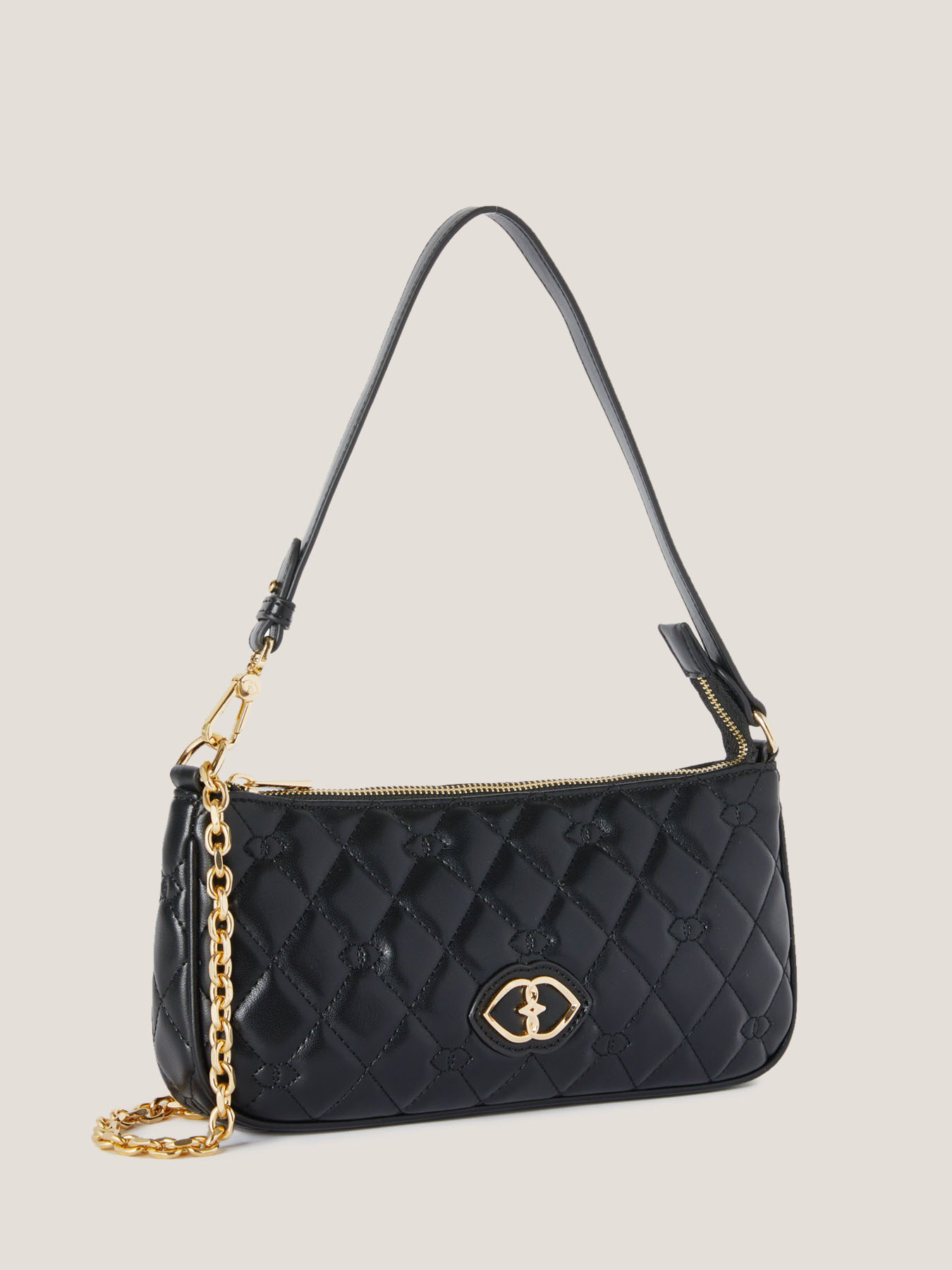 Borsa Baguette piatta in tessuto spalmato trapuntata image number 2