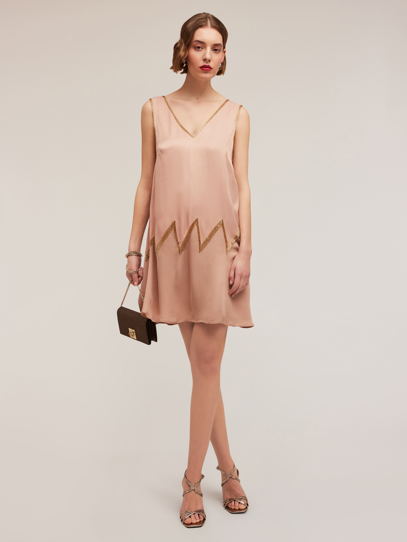 Vestido bordado en raso de viscosa image number 0