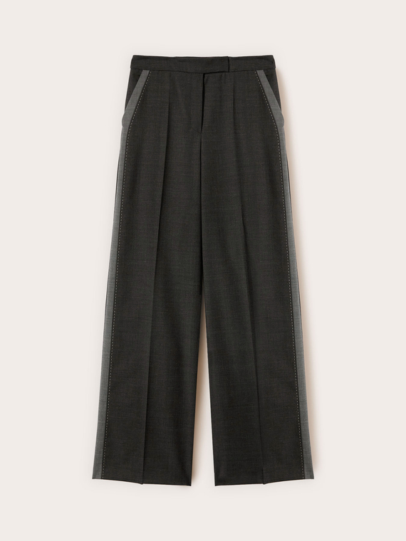 Pantalon palazzo avec bande latérale