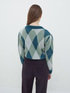 Diamond pattern jacquard sweater image number 1