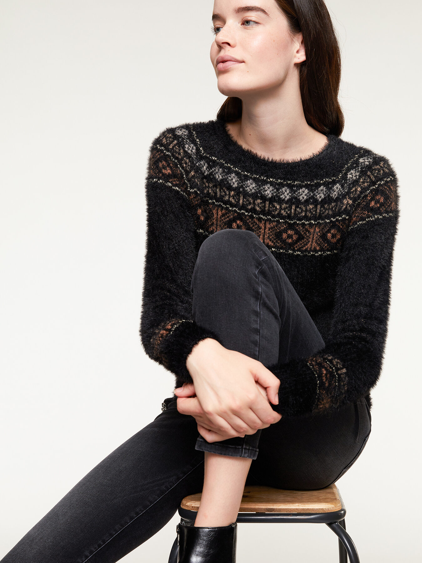 Pullover jacquard effetto peluche image number 2