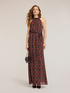 Langes Kleid aus Georgette mit Print image number 0
