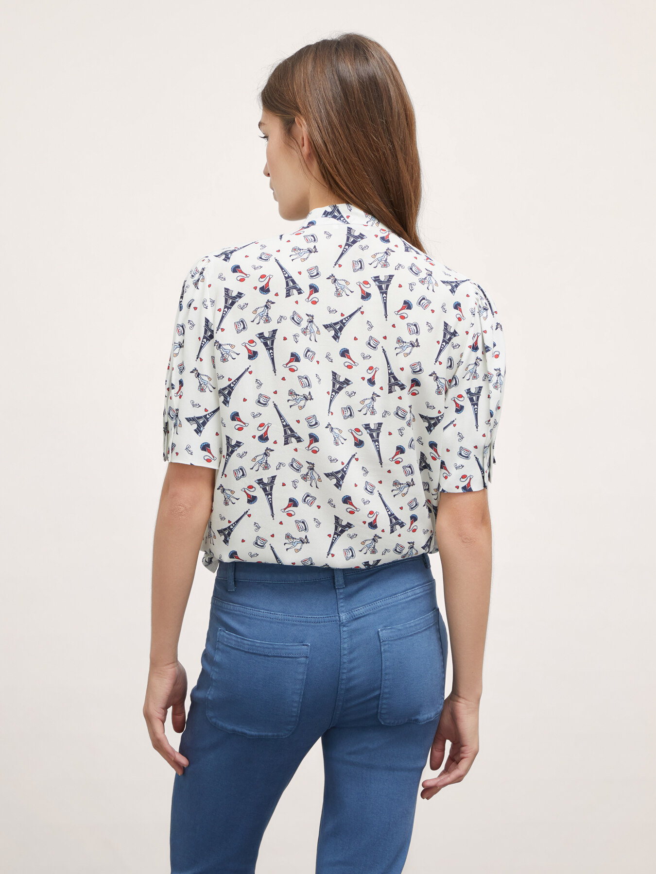 Blouse avec n&oelig;ud &agrave; motif Paris image number 1