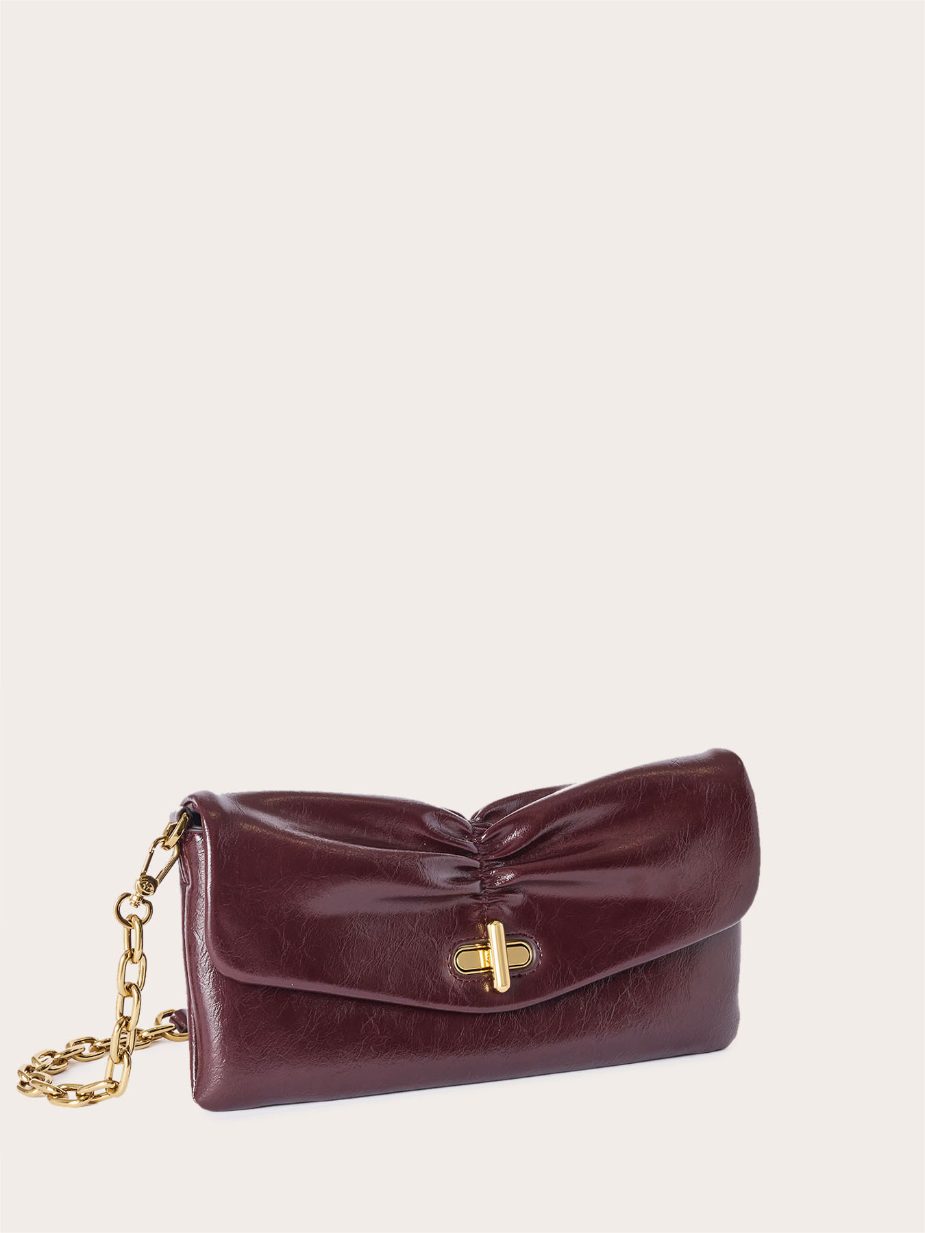 Flat clutch with draped flap and chain image number 2