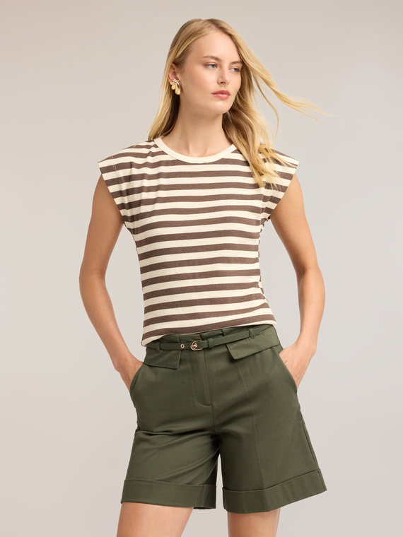 Striped ribbed jersey T-shirt