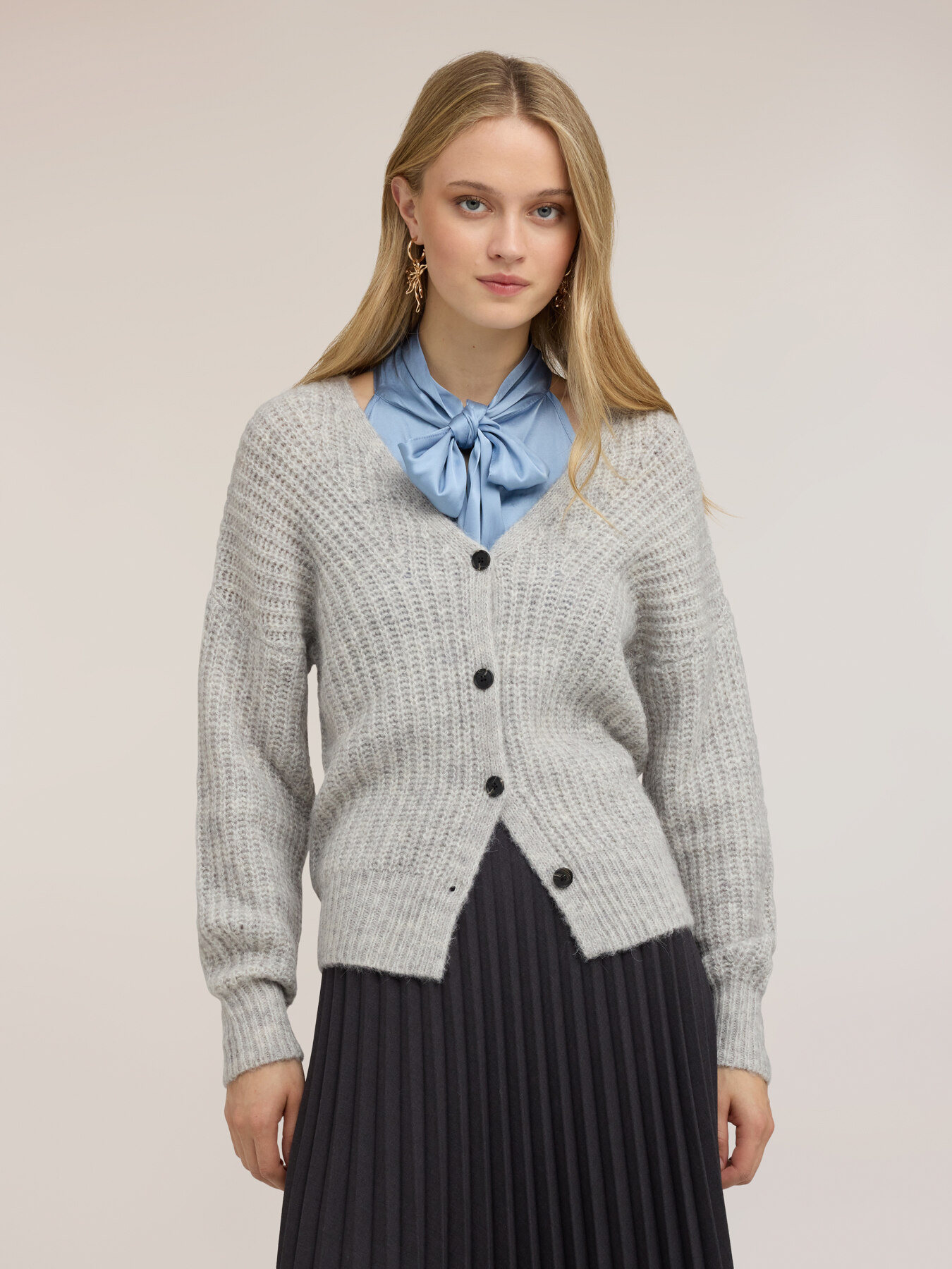 Ribbed cardigan in alpaca blend image number 0