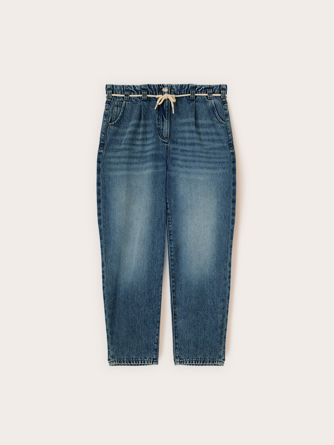 Boyfriend-Jeans mit Kordelzug image number 4