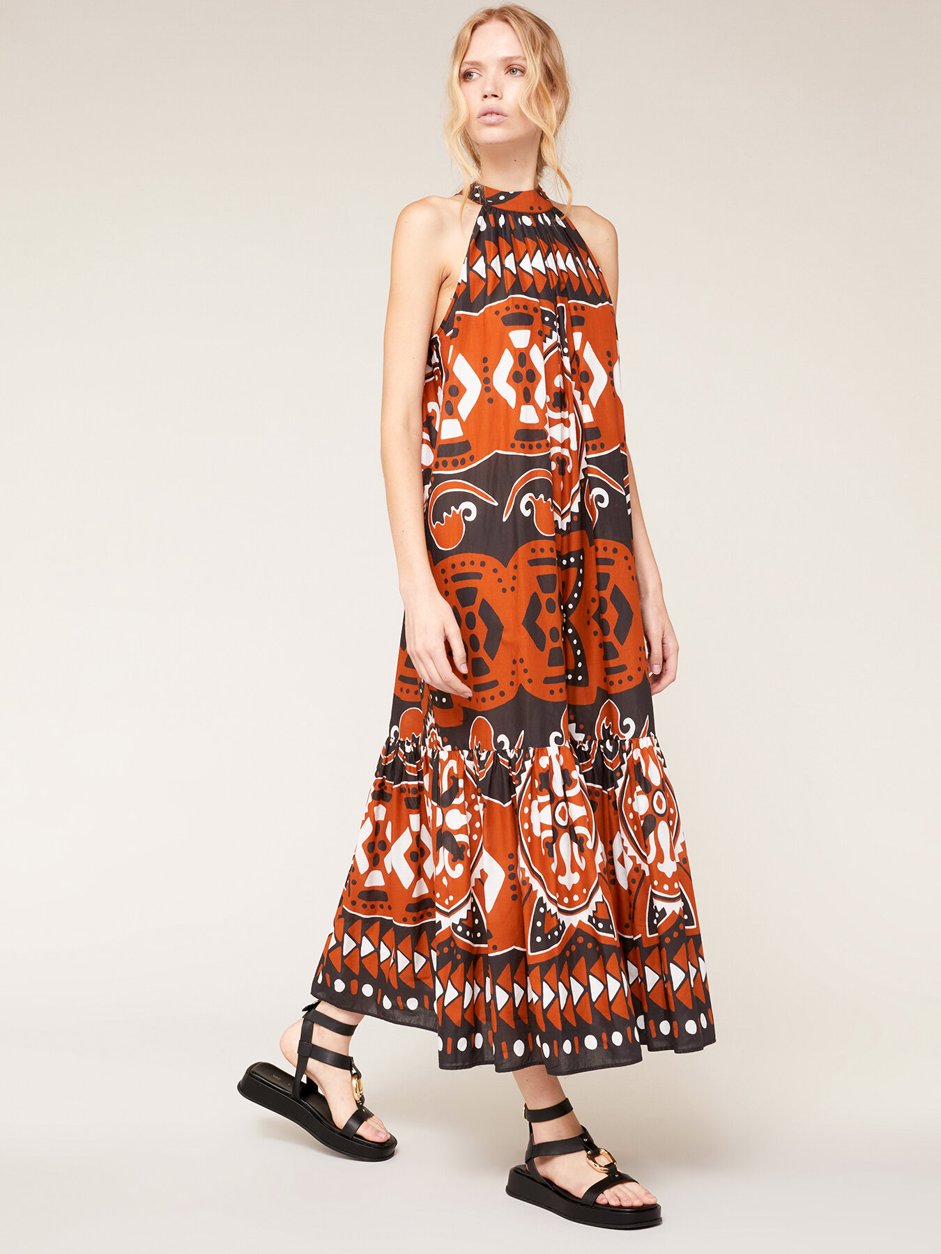 Oversize-Kleid mit Volant mit Ethno-Muster image number 0