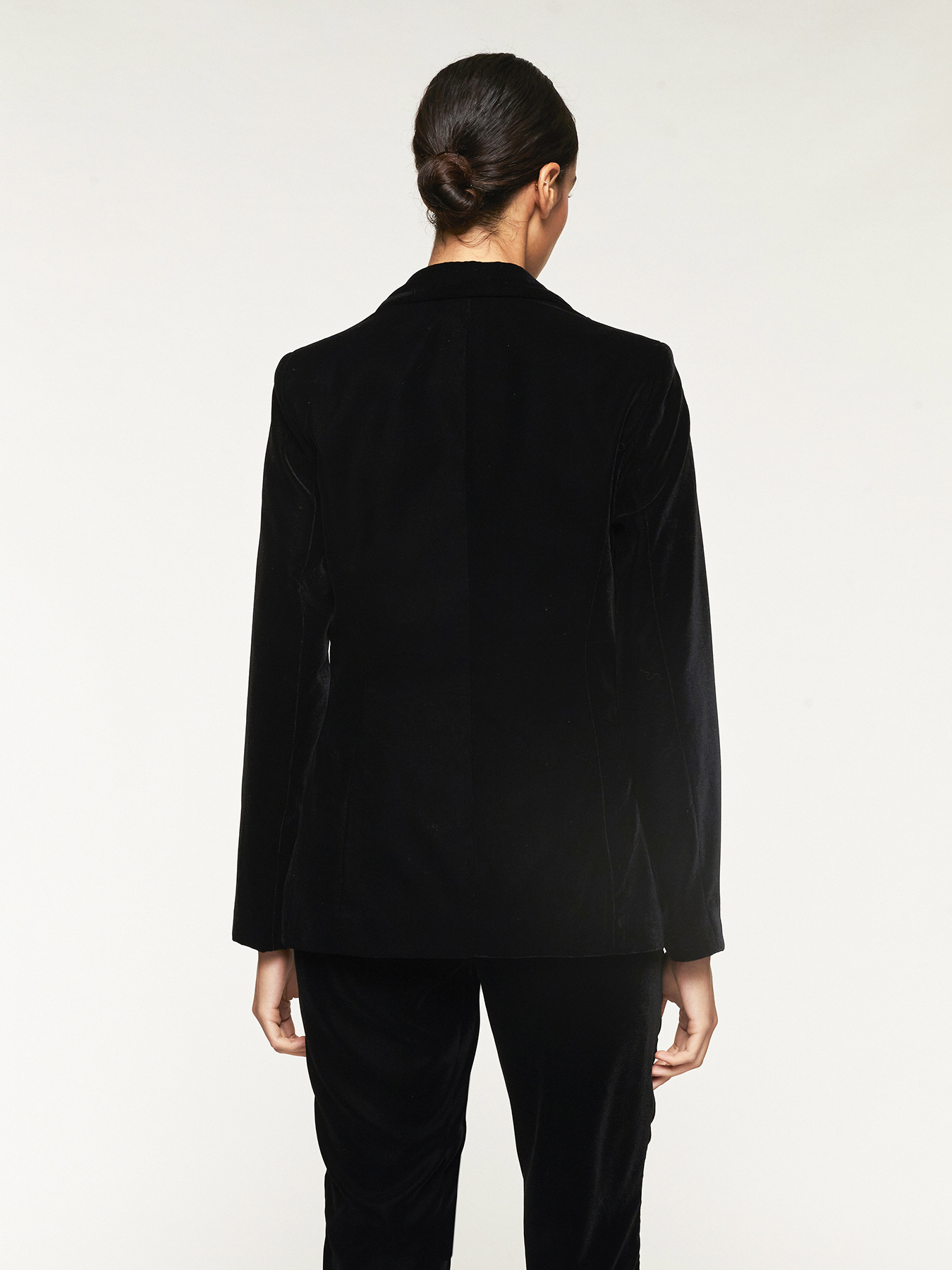 Blazer tinta unita in velluto liscio image number 1