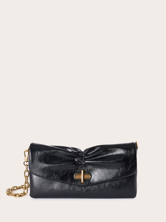 Flat clutch with draped flap and chain