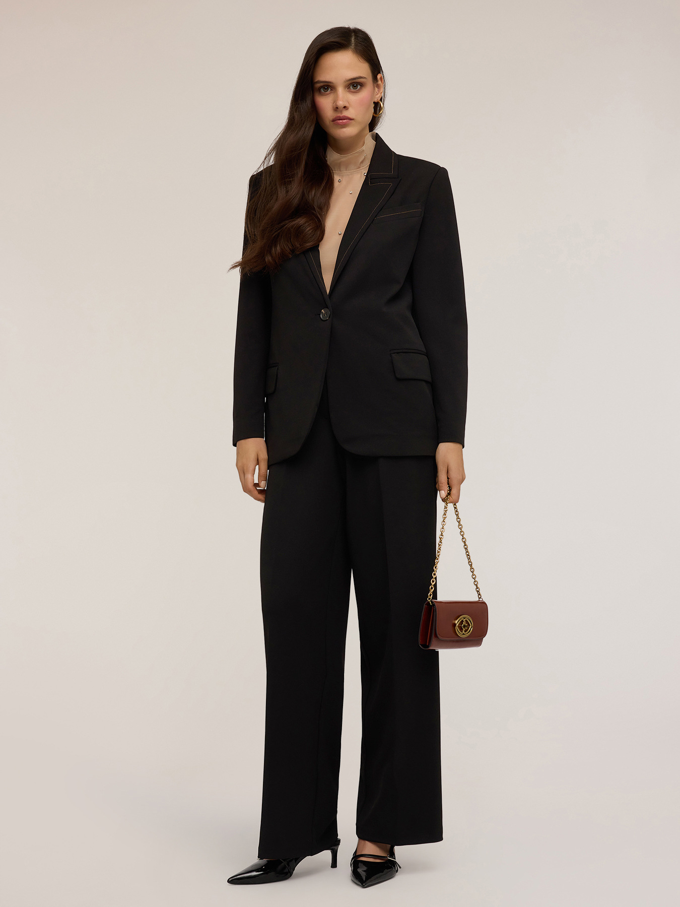 Single-breasted jacket with contrasting stitching image number 2