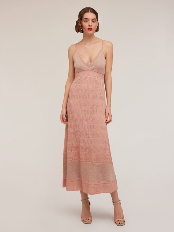 Vestito lungo in maglia lavorata lurex