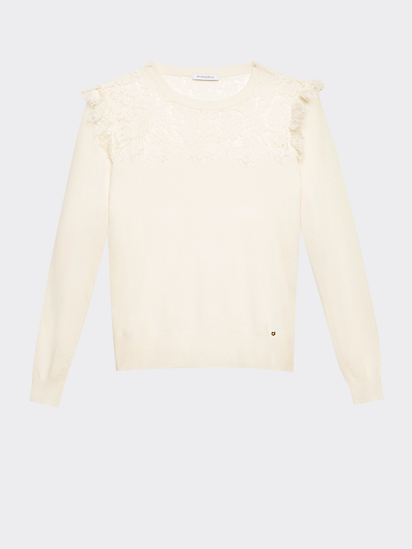 Maglia con carr&egrave; in pizzo image number 3
