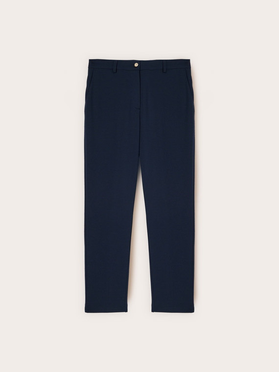 Chino trousers in cr&ecirc;pe jersey