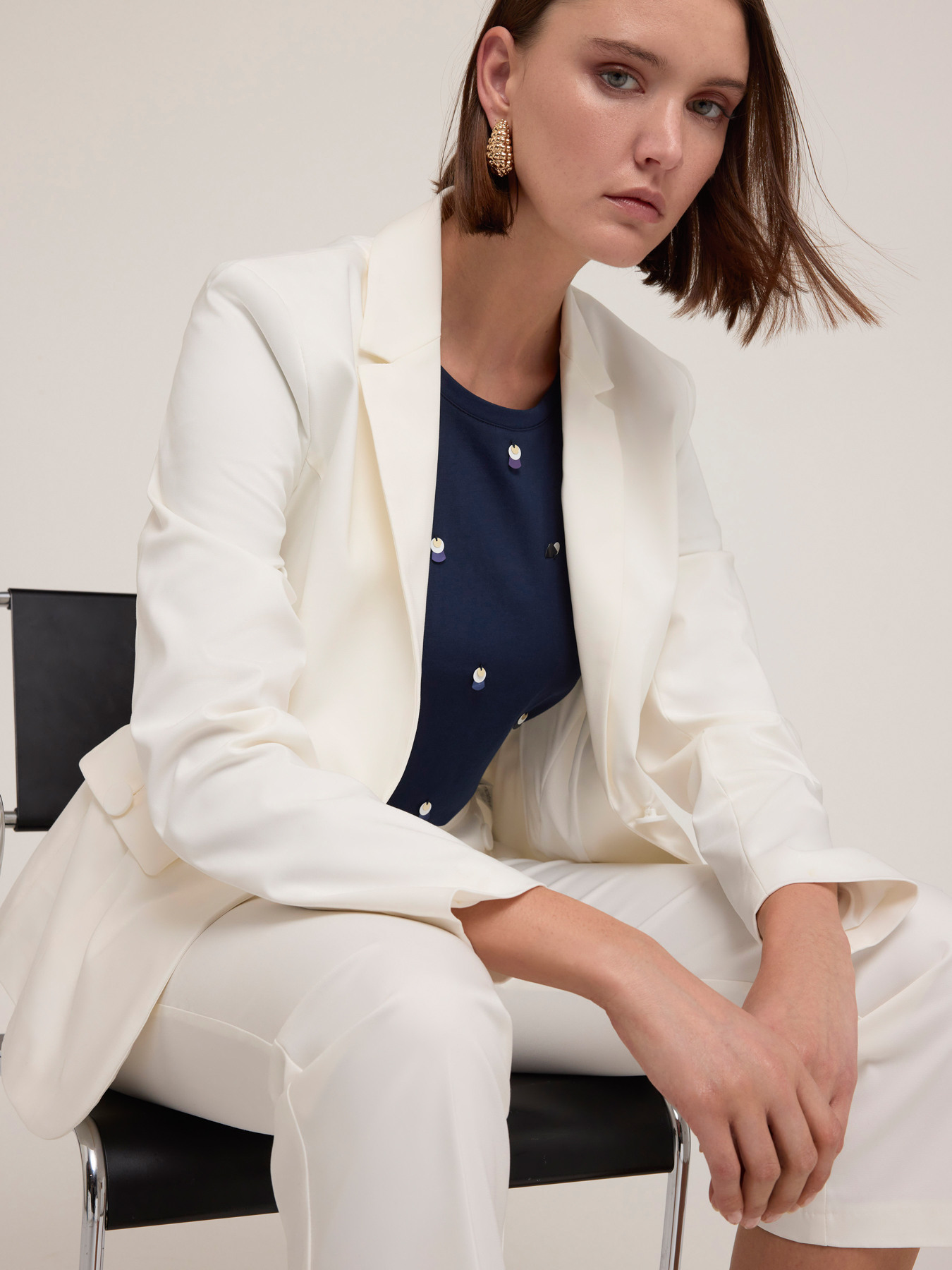 Blazer &agrave; simple boutonnage en coton technique image number 3