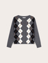 Cardigan en m&eacute;lange de laine &agrave; motif argyle image number 4