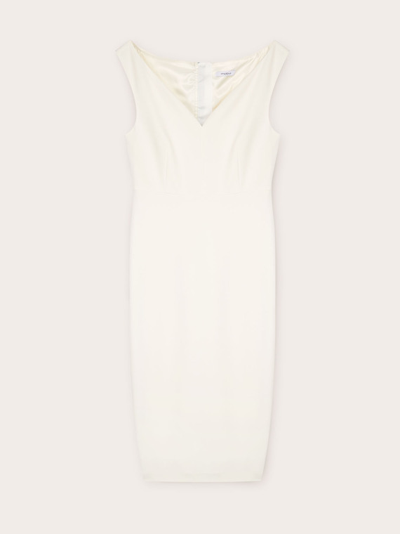 Vestido tubo elegante con cremallera en contraste