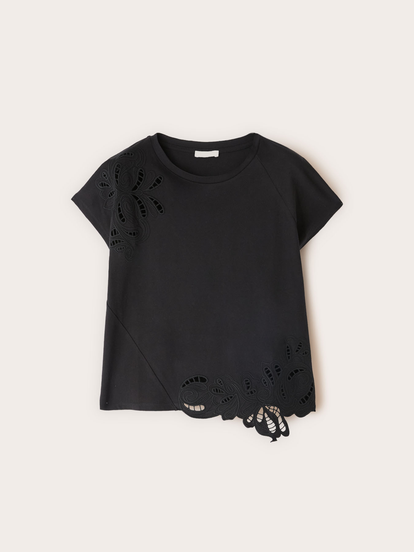 Jersey t-shirt with sangallo embroidery image number 4