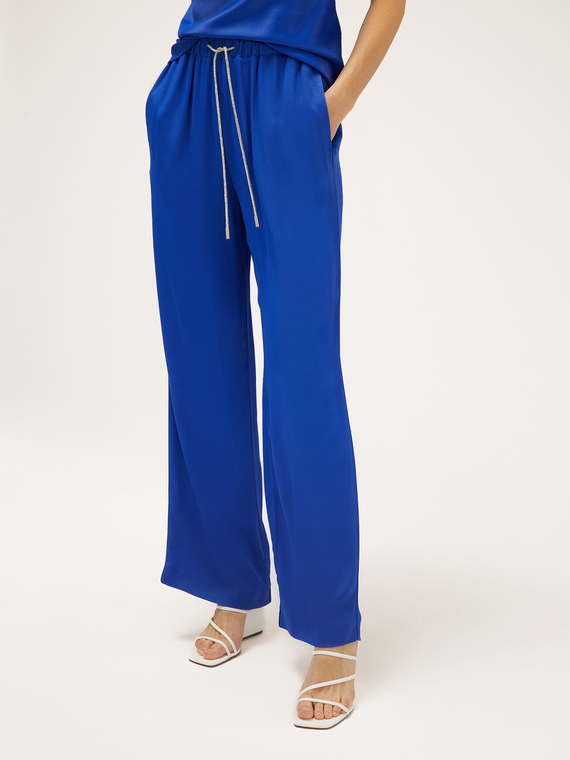 Flowing palazzo trousers with jewel drawstring