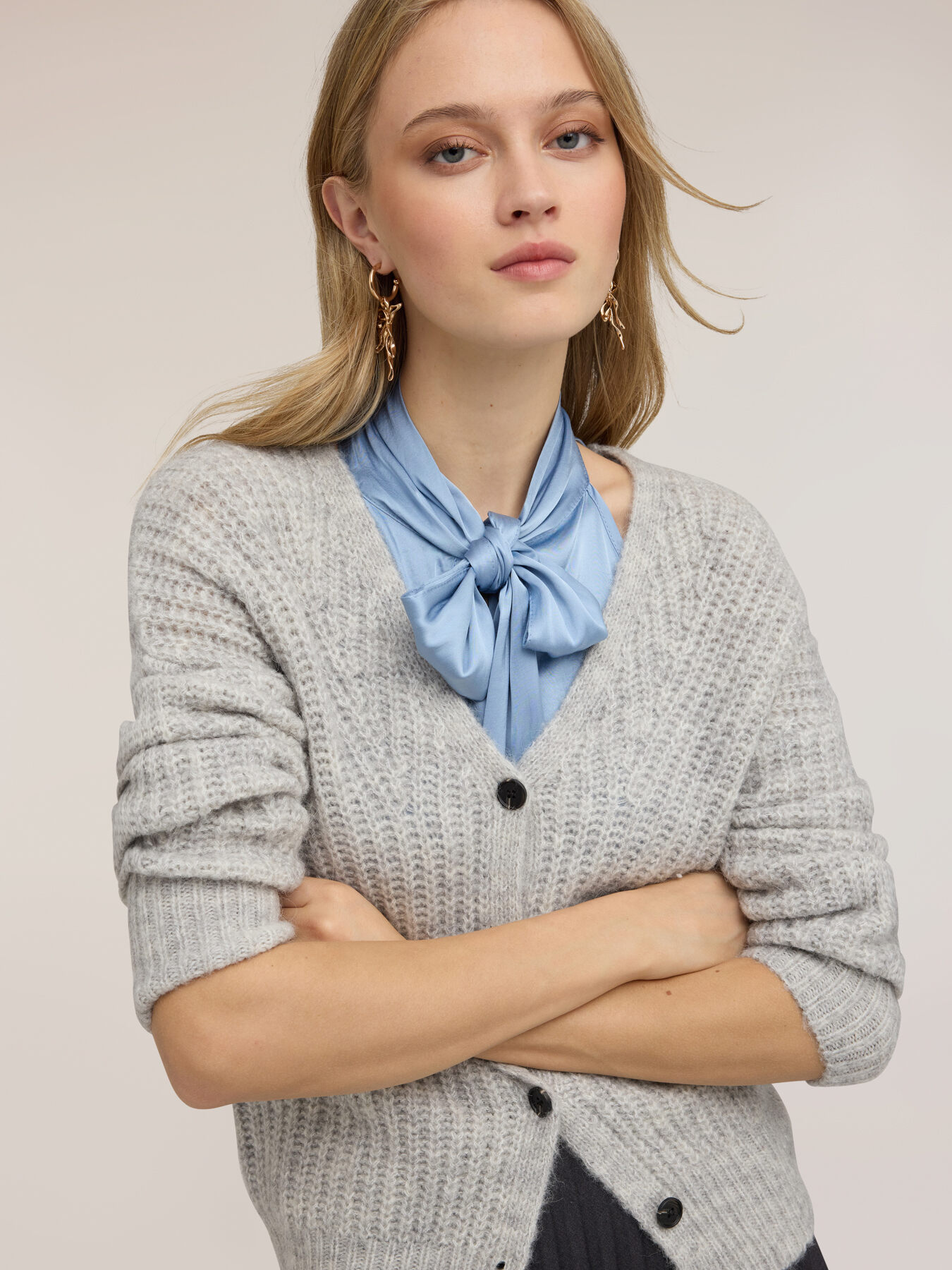 Ribbed cardigan in alpaca blend image number 3