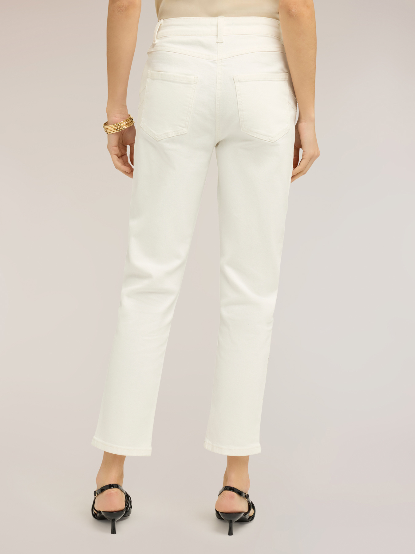 Pantaloni regular in drill con banda gioiello image number 1