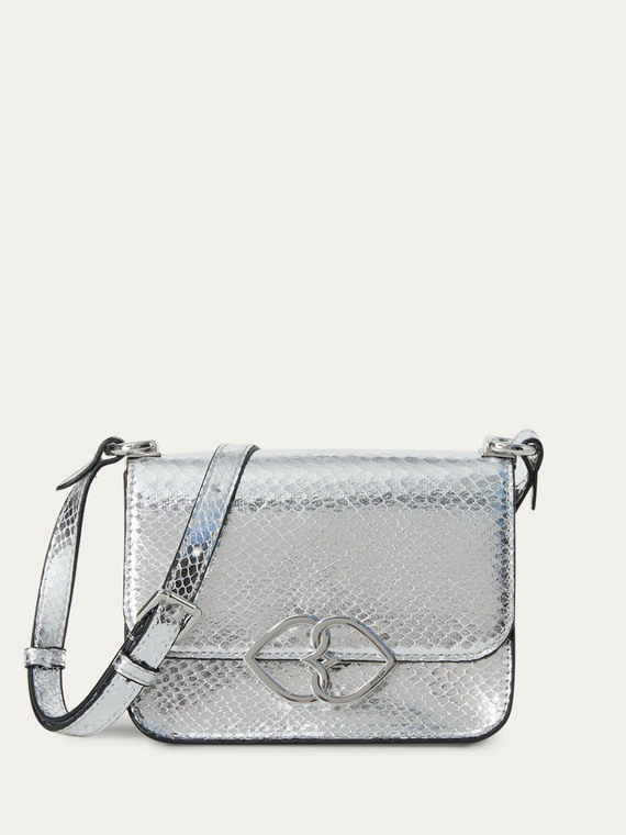 Daily Bag Double Love in Silber mit Pythondruck