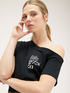 T-shirt with asymmetrical neckline and lettering image number 2
