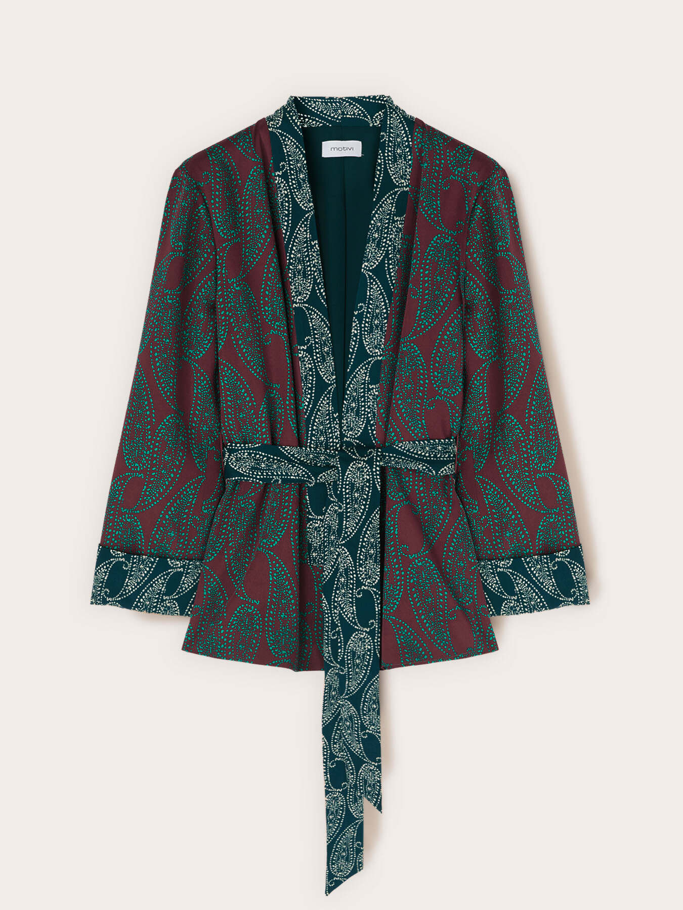 Giacca destrutturata in raso fantasia cashmere image number 4