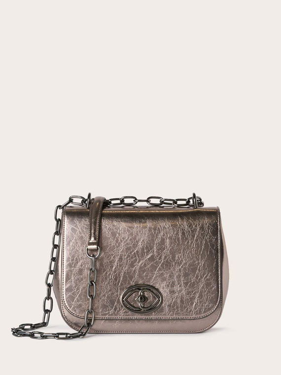 Medium bag in silver shimmer fabric