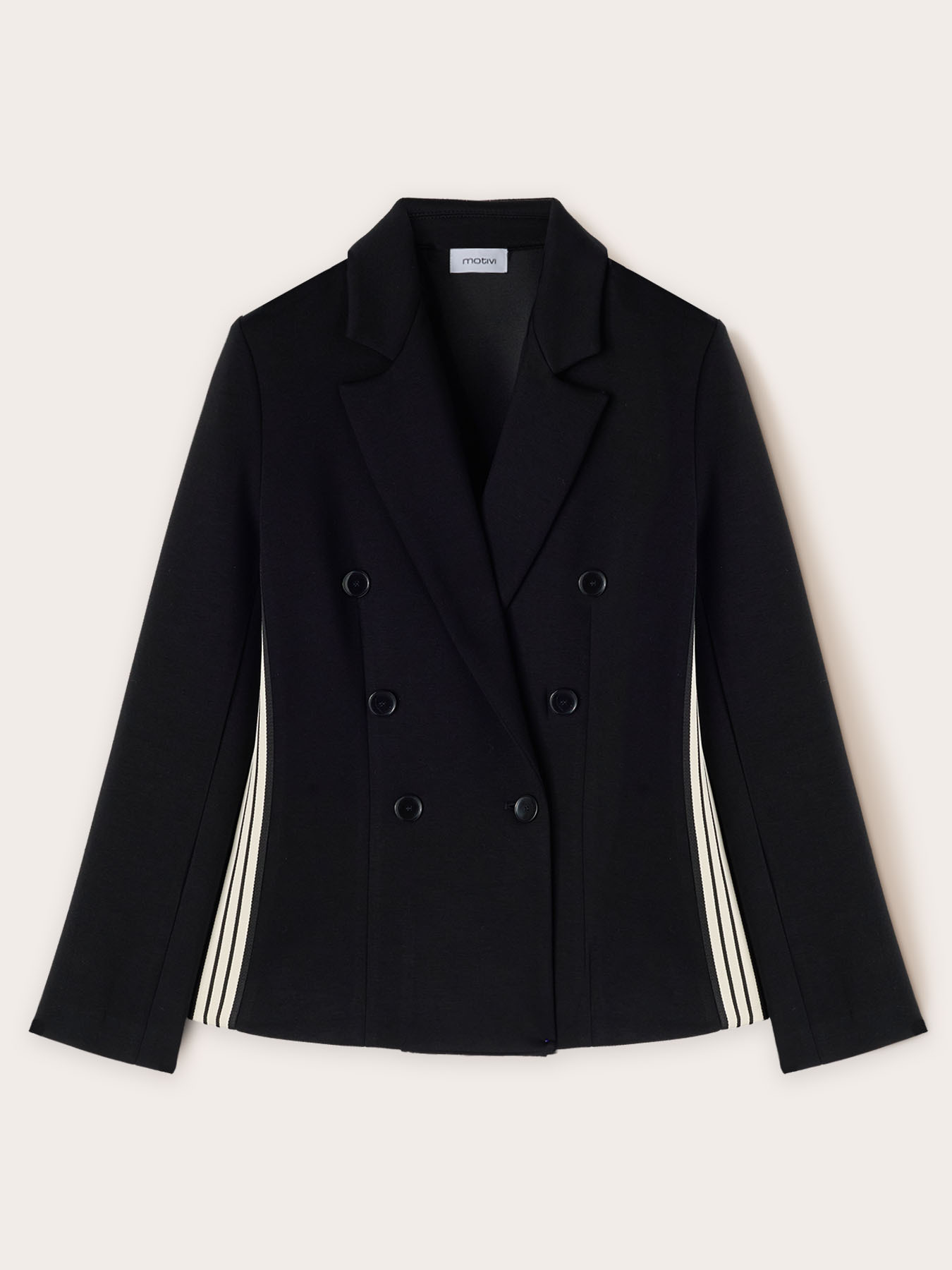 Jachetă blazer la două r&acirc;nduri de nasturi și bandă laterală image number 4