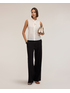 Wide-leg trousers with pressed crease in linen blend image number 0