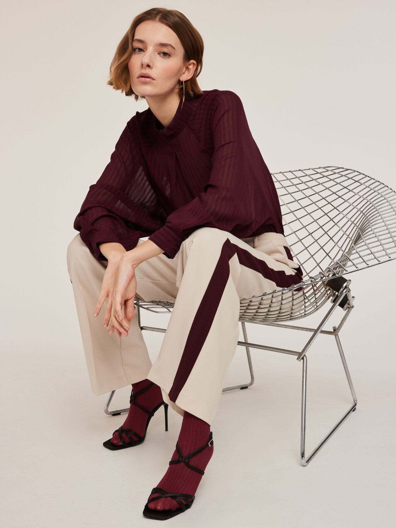 Striped devor&egrave; blouse image number 0