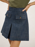 Short denim skirt with split pleat image number 2