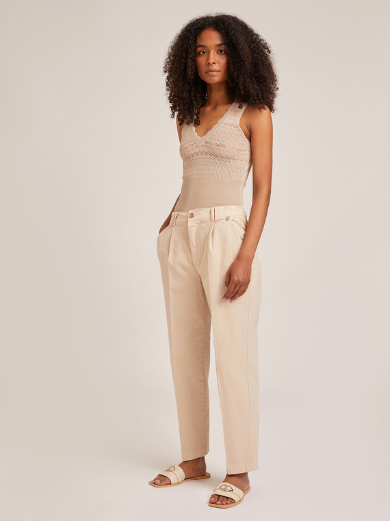 Motivi Pantaloni diritti in cotone stretch Donna