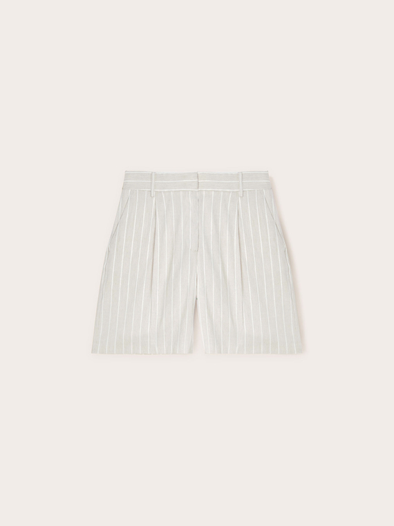 Lurex pinstriped linen shorts