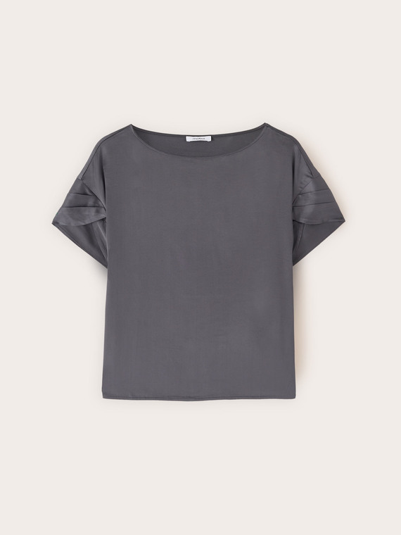 Satin blouse with petal sleeves
