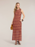 Long chevron pattern knit dress image number 0