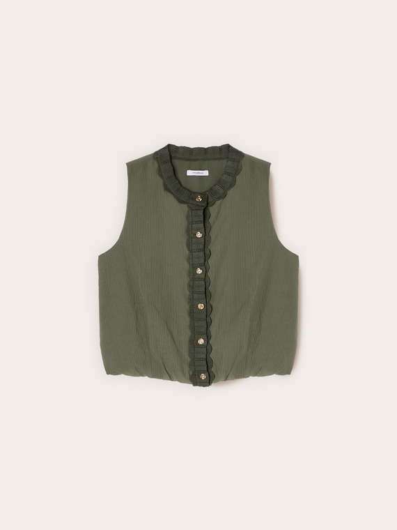 Mixed lyocell top with knit edges