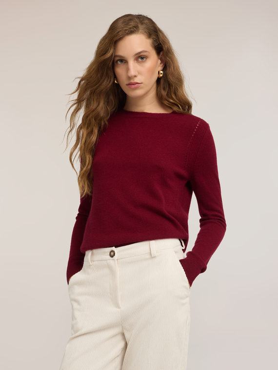 Jersey de cuello redondo en cashmere grueso