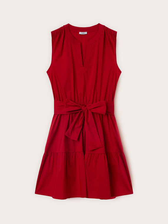 A-line poplin dress with bow