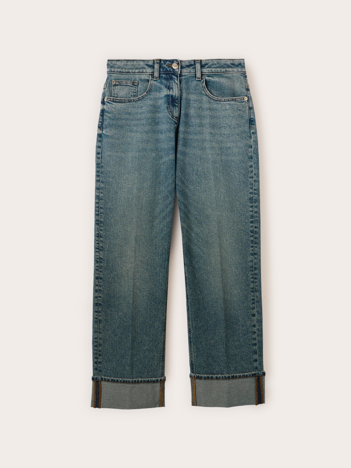 Jeans regular con dobladillo doblado image number 4