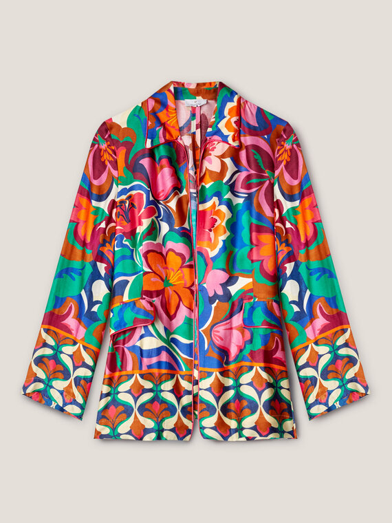 Deconstructed floral patterned jacket
