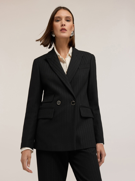 Structured double-breasted pinstripe jacket