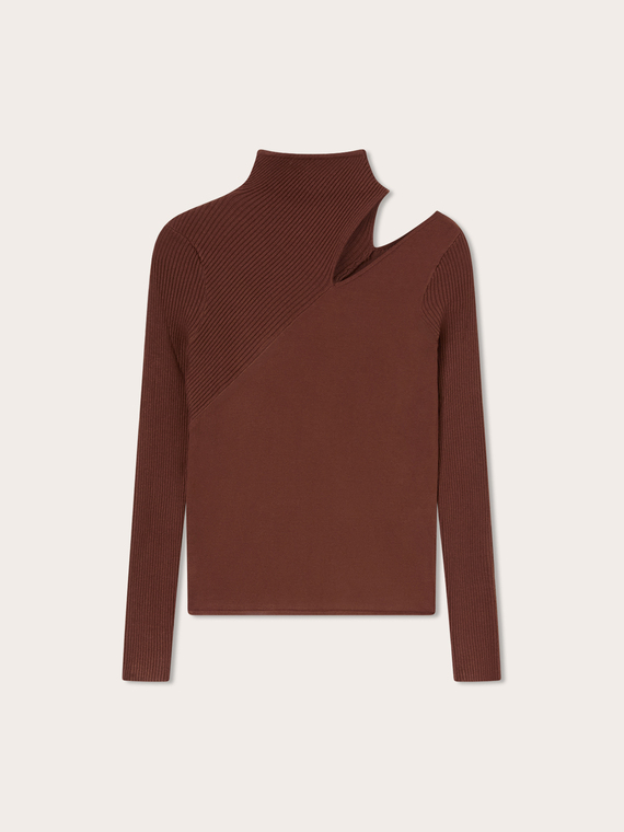 Rollkragenpullover mit Cut-out an der Schulter