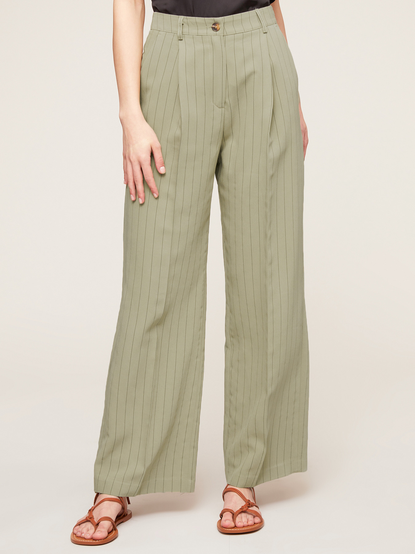 Pinstriped trousers with darts image number 0