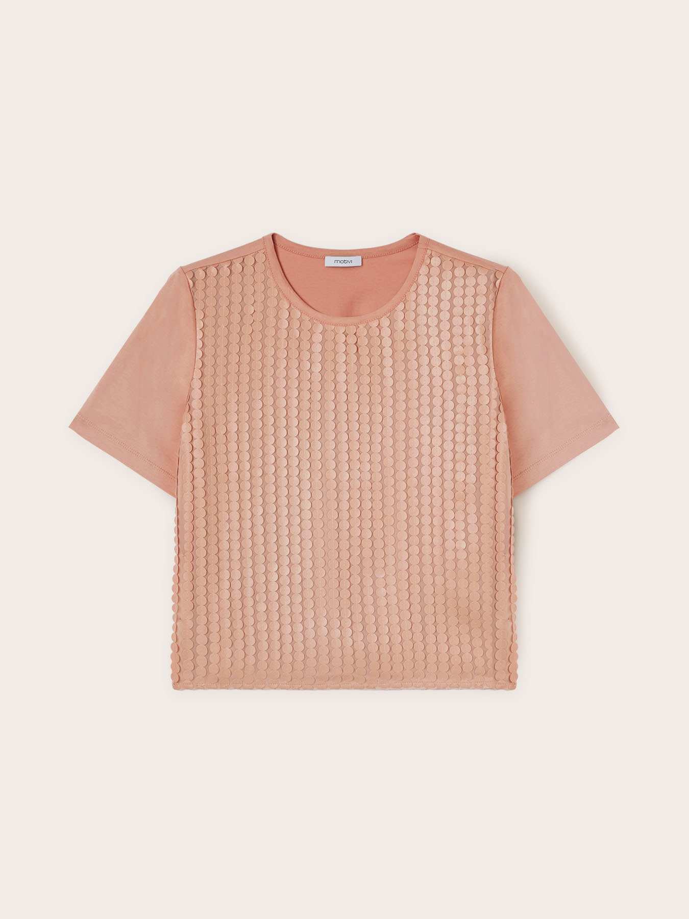 T-shirt with sequins in coated fabric image number 4