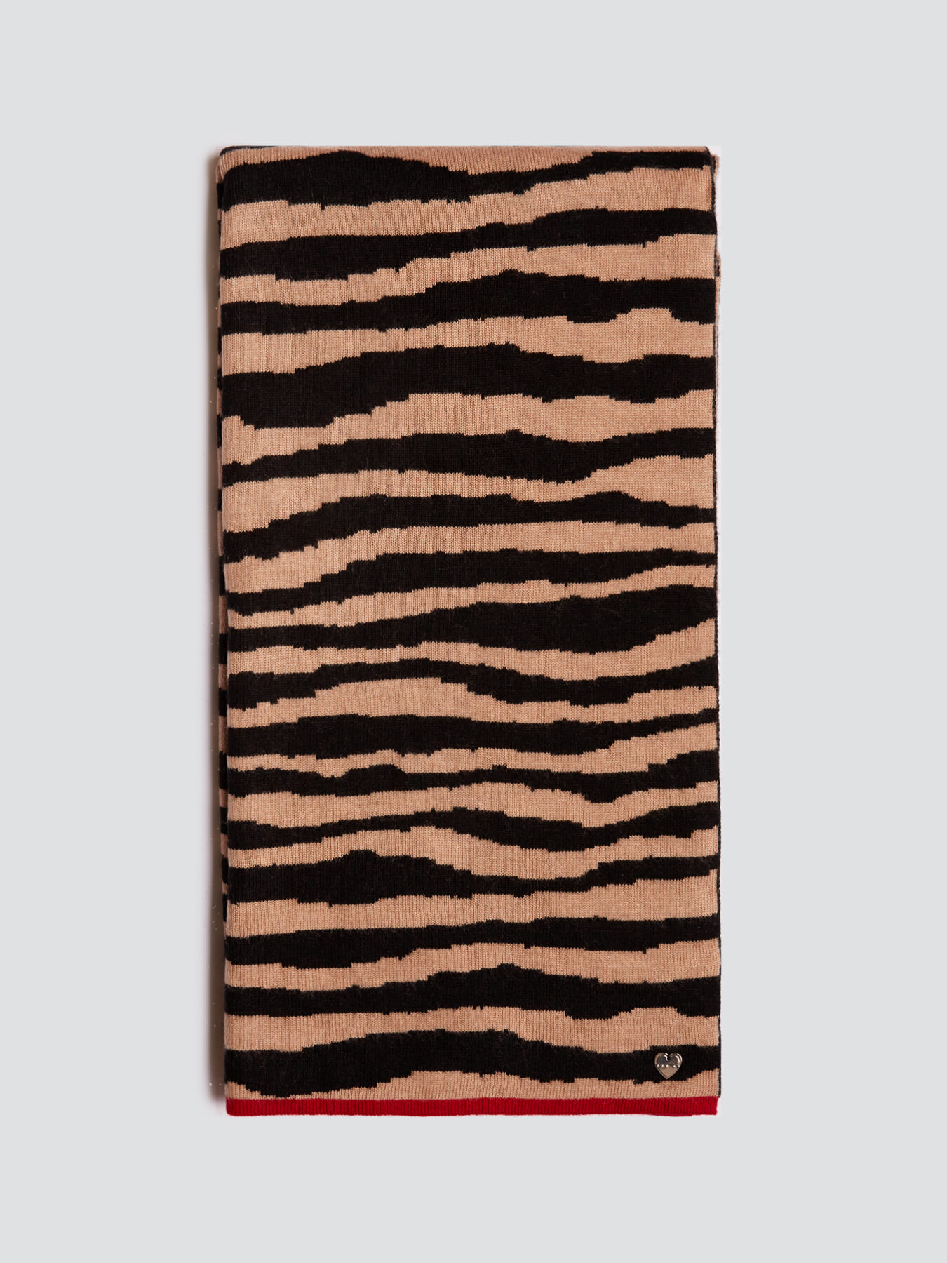 Animal-print scarf with contrasting trims image number 0