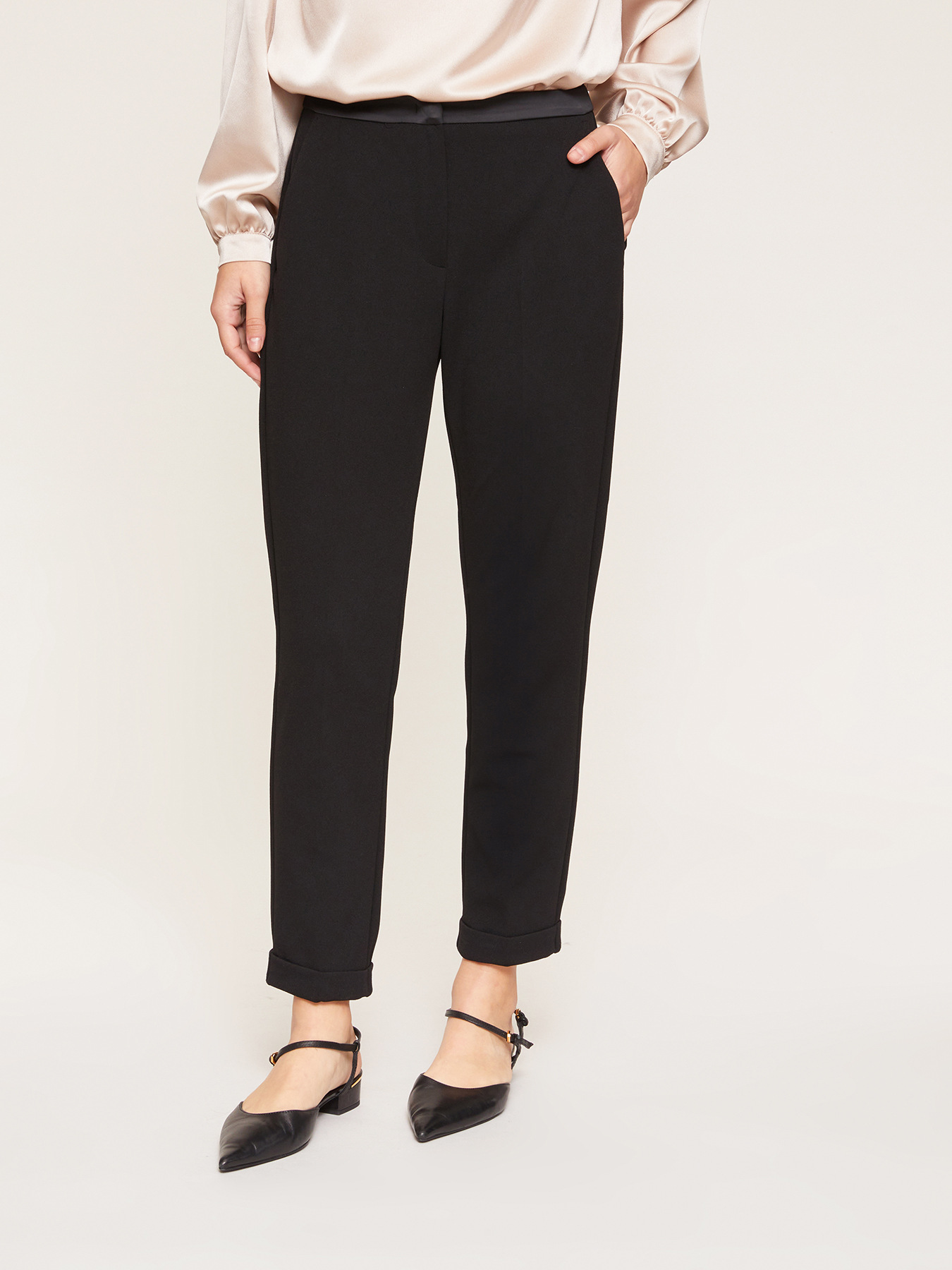 Pantaloni New York con inserti in raso image number 0