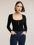 Ribbed knit top with square neckline image number 0