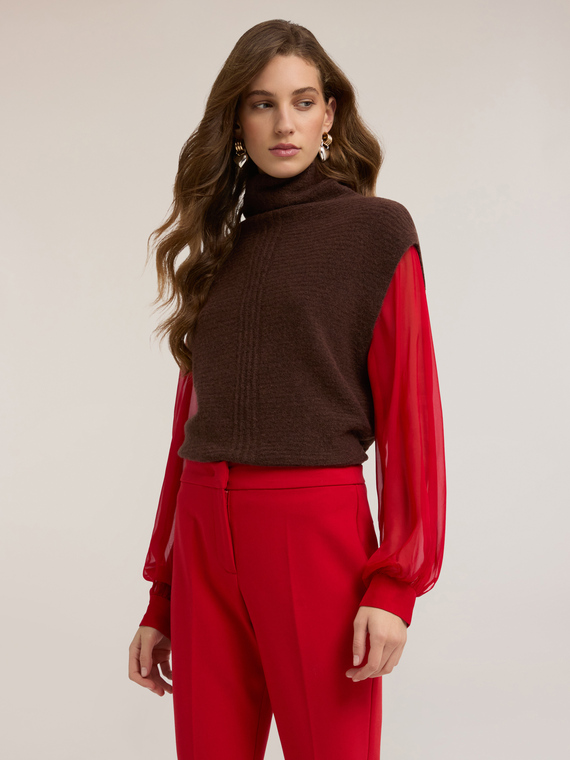 Mixed wool knit top